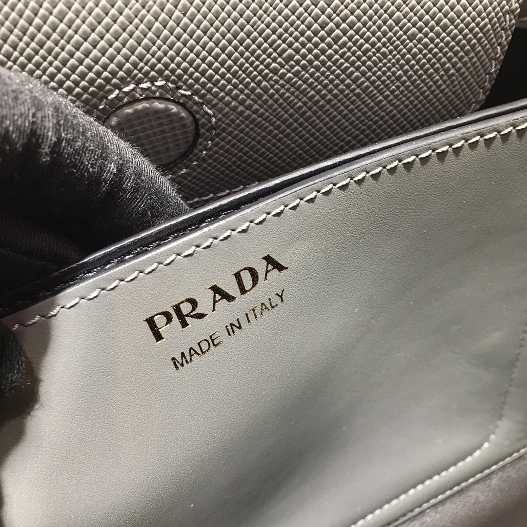 Prada Matinee Saffiano Leather Handbag Bag Tote Grey 1BA282